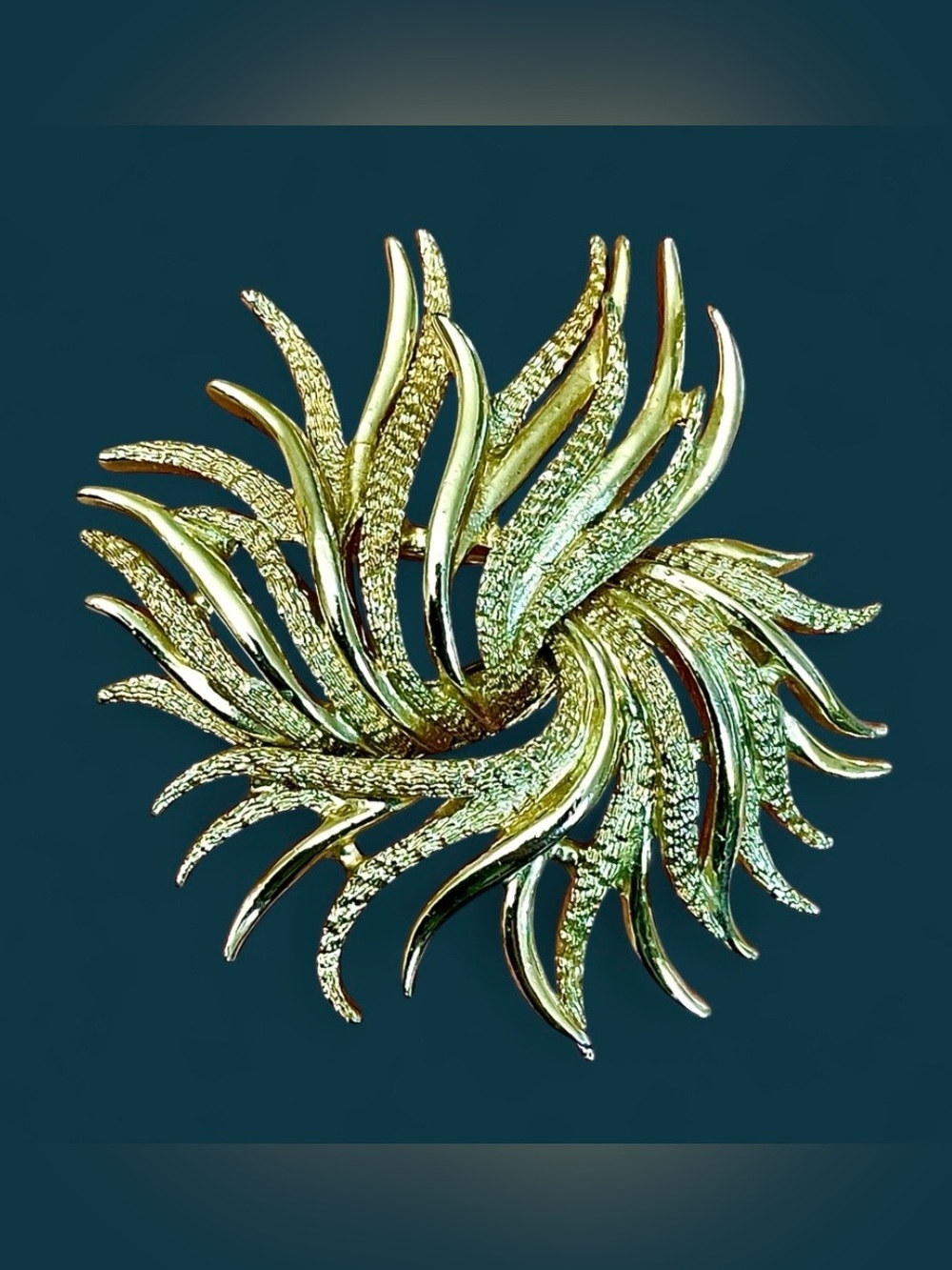 Marboux 1950s Vintage Gold Swirl Brooch MCM Marcel Boucher Sculptural 379 Atomic